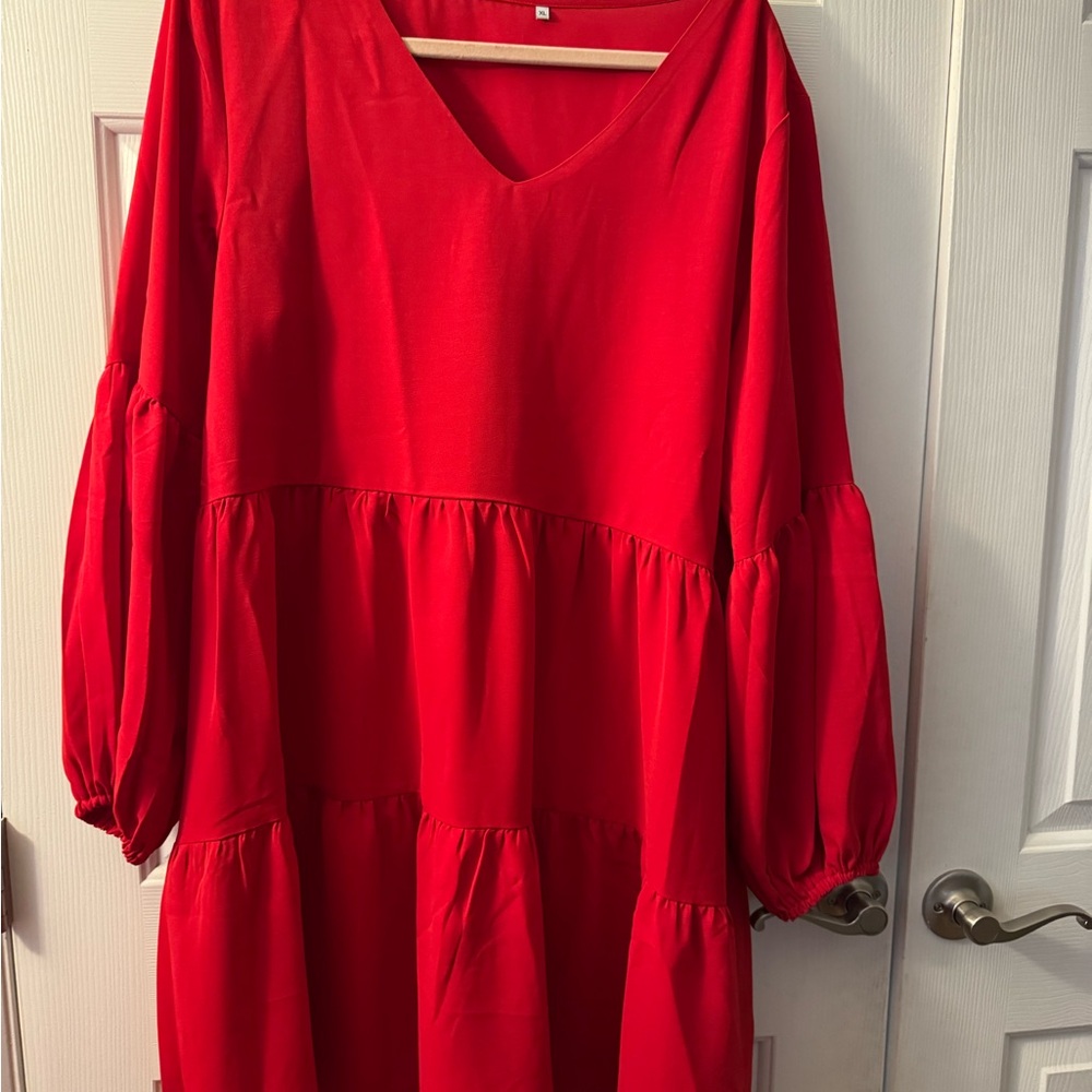 Vneck Tunic Red Women's Dress